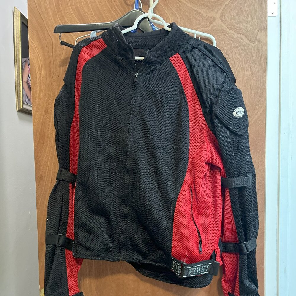 First Racing Padded Motorcycle Jacket Men's Red  & Black Mesh size XL